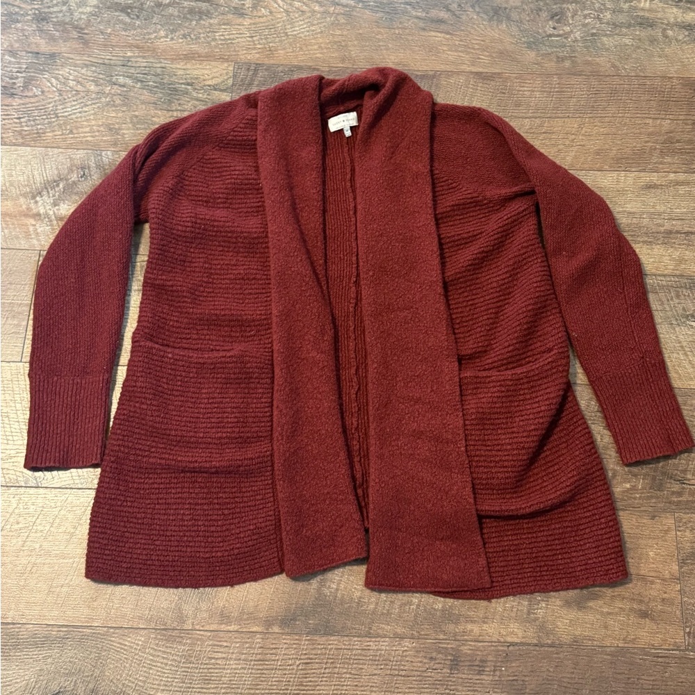 Lucky Brand Open-Front Cardigan Sweater - Merlot
